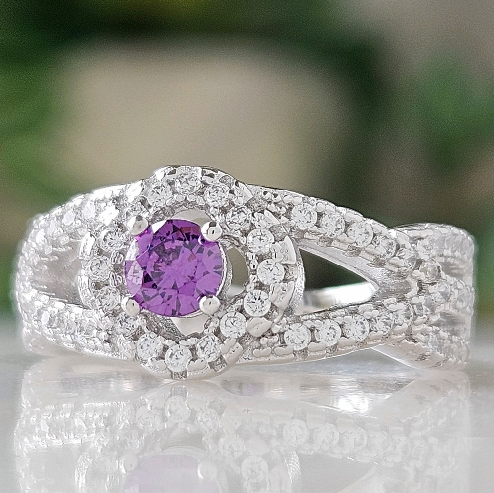 Charmed Aroma Purple Amethyst Ring, size 5, 925 Sterling Silver